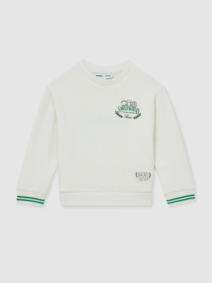 9-13 yrs SmileyWorld Logo Sweatshirt Unisex Fit in White | Reiss Children & Baby Premium