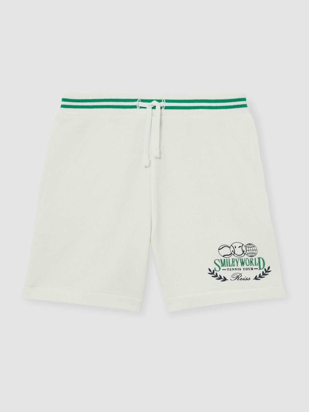 3-9 yrs SmileyWorld Drawstring Shorts Unisex Fit in White | Reiss Children & Baby Best Seller
