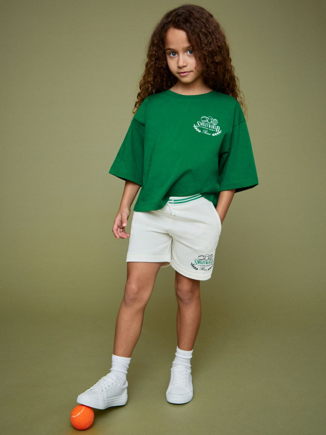 3-9 yrs SmileyWorld Drawstring Shorts Unisex Fit in White | Reiss Children & Baby Best Seller
