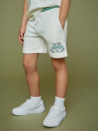 3-9 yrs SmileyWorld Drawstring Shorts Unisex Fit in White | Reiss Children & Baby Best Seller