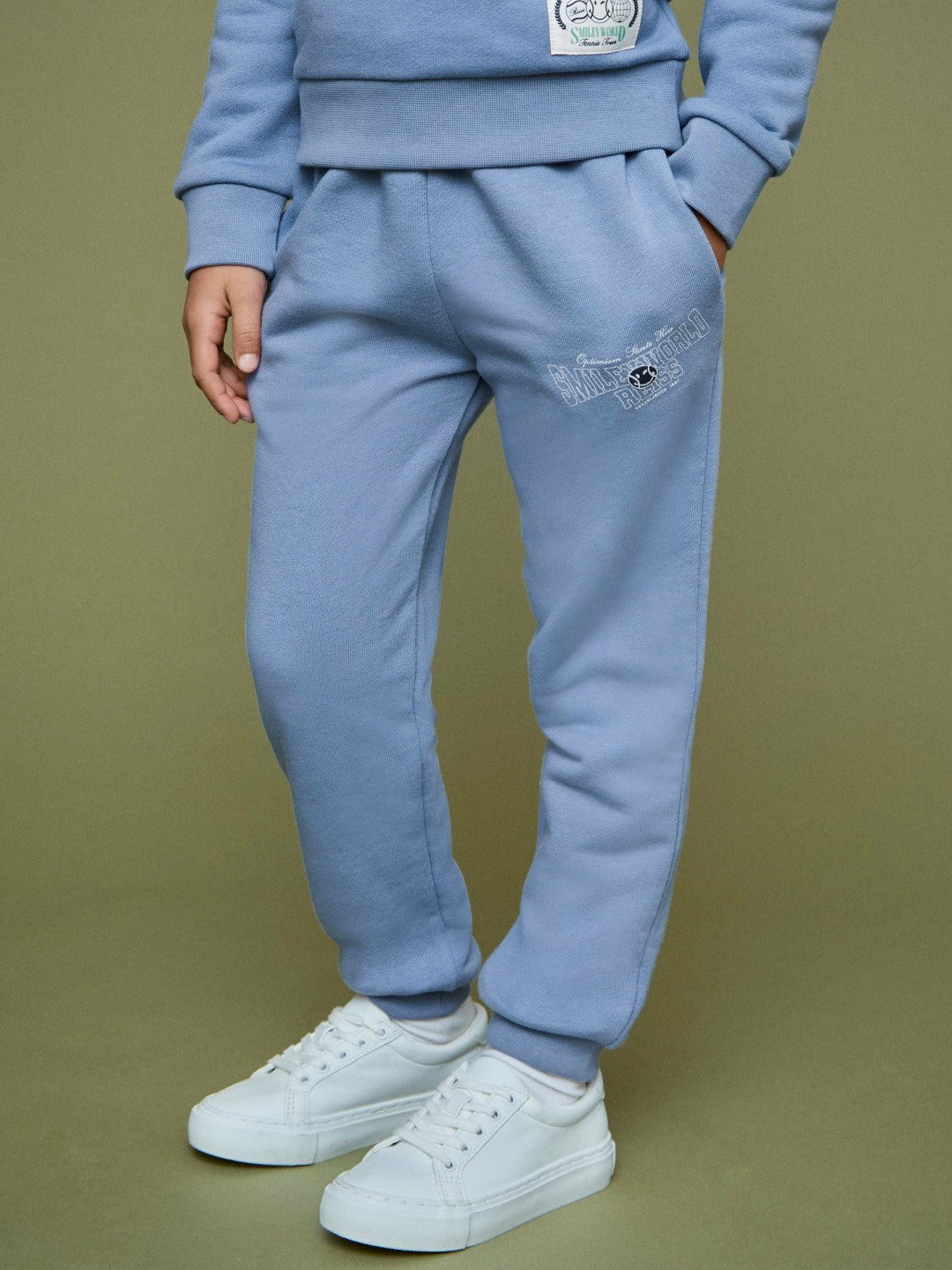 3-9 yrs SmileyWorld Cuffed Joggers Unisex Fit in Blue | Reiss Children & Baby Signature