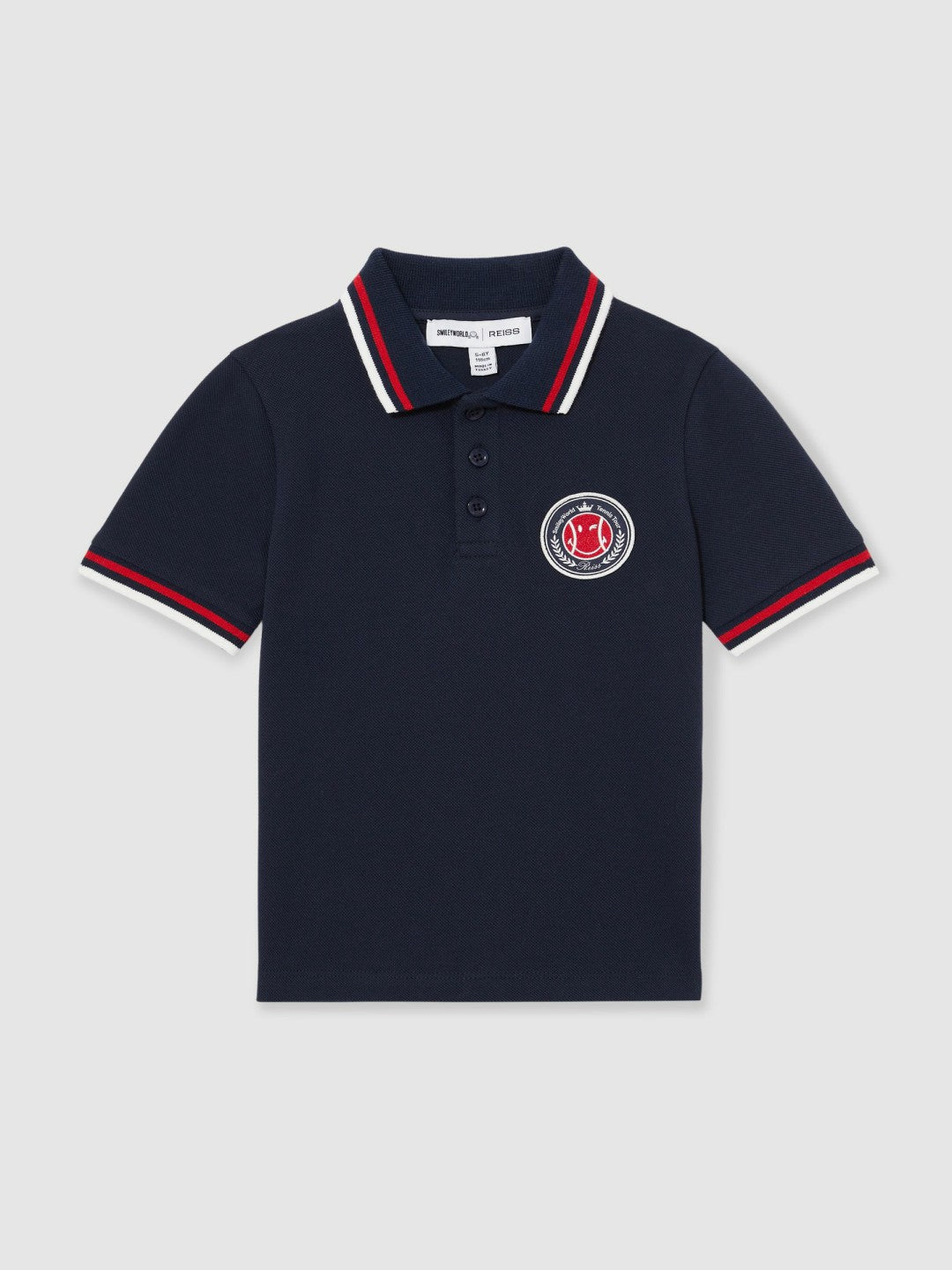 3-9 yrs SmileyWorld Piqué Polo Shirt in Navy | Reiss Children & Baby Best Seller