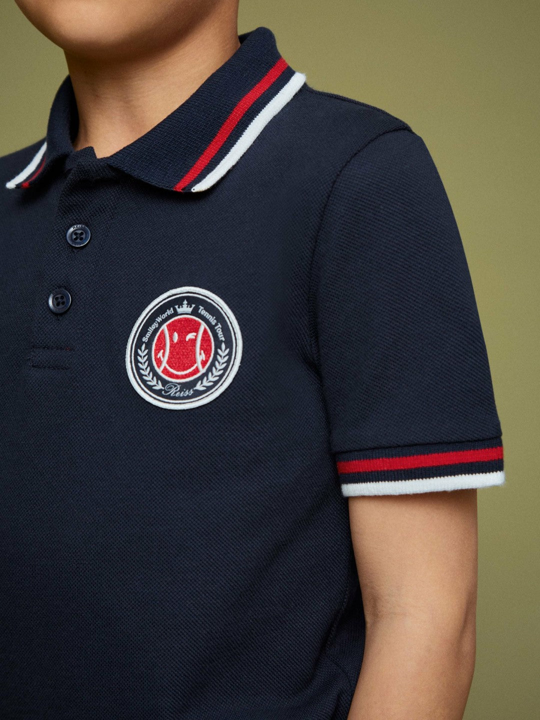 3-9 yrs SmileyWorld Piqué Polo Shirt in Navy | Reiss Children & Baby Best Seller