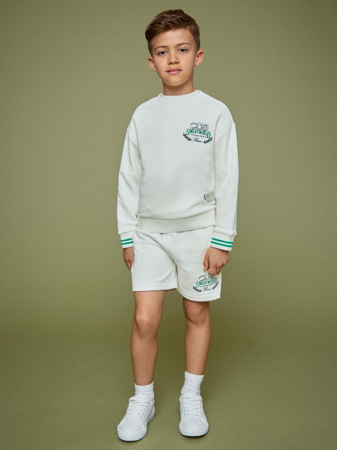 9-13 yrs SmileyWorld Drawstring Shorts Unisex Fit in White | Reiss Children & Baby Premium