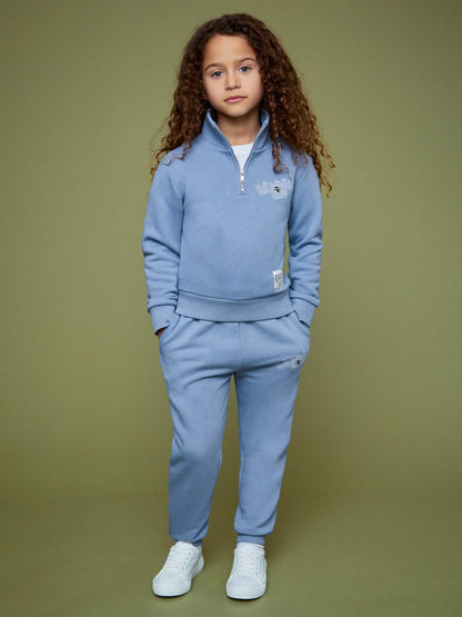 9-13 yrs SmileyWorld Half-Zip Sweatshirt Unisex Fit in Blue | Reiss Children & Baby Recommended