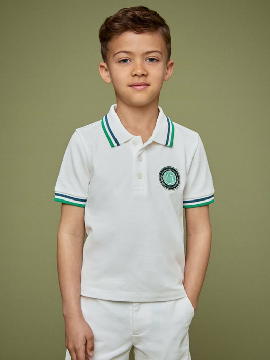 3-9 yrs SmileyWorld Piqué Polo Shirt in White | Reiss Children & Baby Exclusive