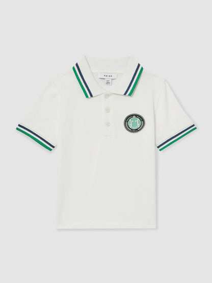 3-9 yrs SmileyWorld Piqué Polo Shirt in White | Reiss Children & Baby Exclusive