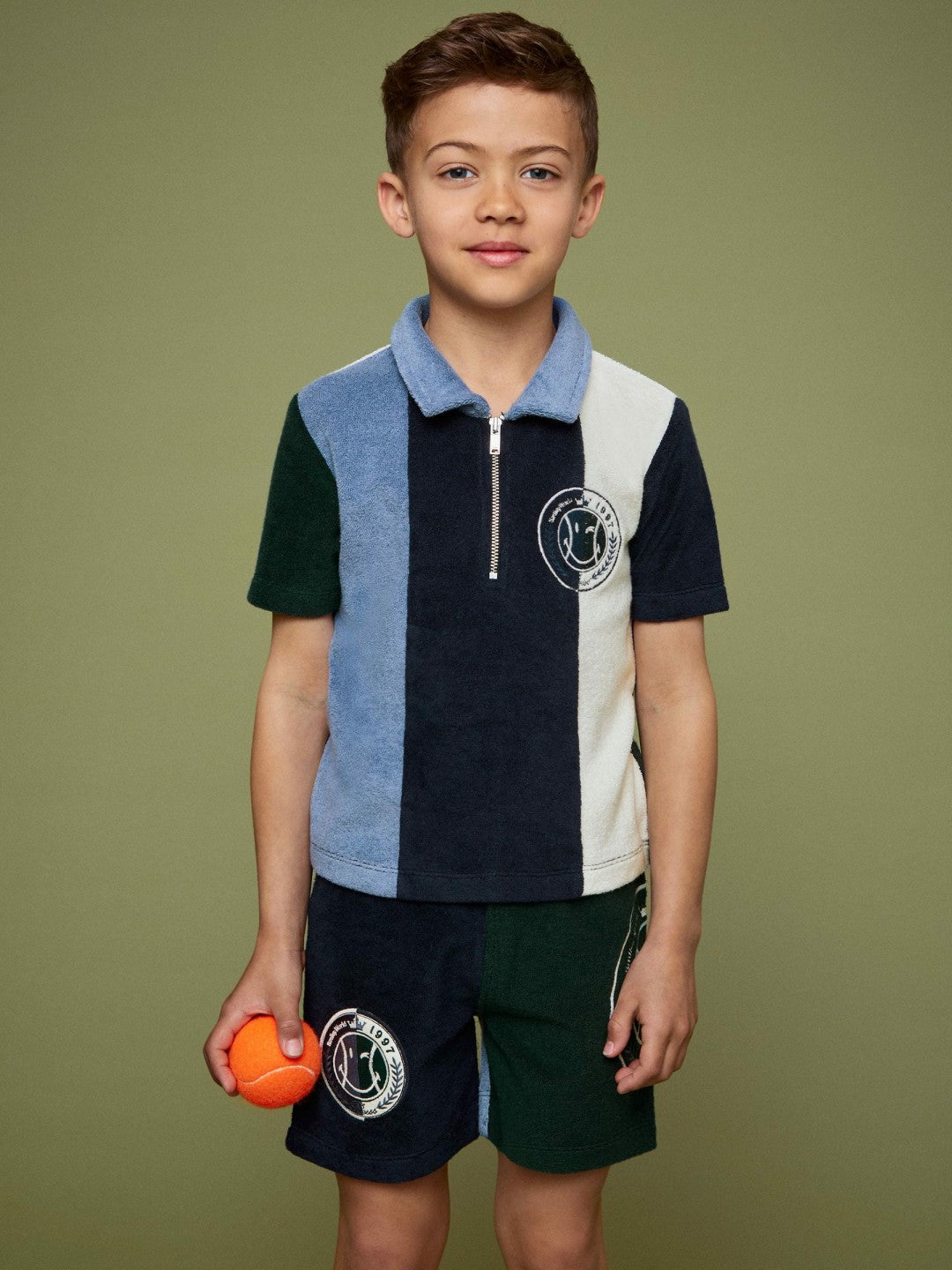 13-14 yrs SmileyWorld Towel Polo Shirt in Blue | Reiss Children & Baby Exclusive