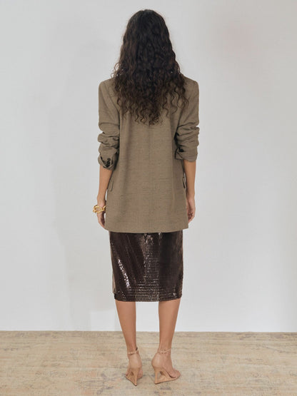Atelier Laser-Cut Pencil Skirt in Chocolate | Reiss Women Trending