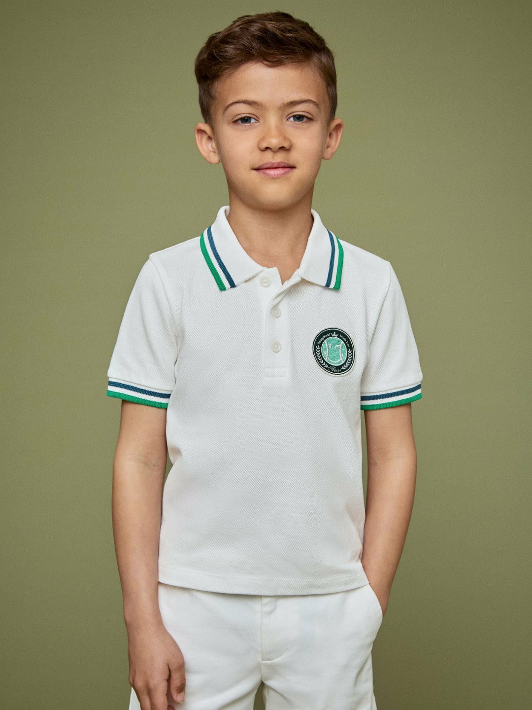 13-14 yrs SmileyWorld Piqué Polo Shirt in White | Reiss Children & Baby Premium