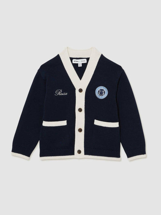 13-14 yrs SmileyWorld Logo Cardigan Unisex Fit in Off White | Reiss Children & Baby Signature