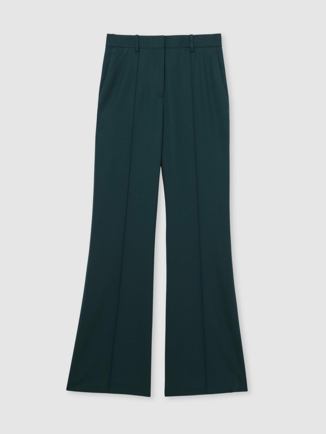 Wool-Blend Wide-Leg Suit Trousers in Green | Reiss Women Signature