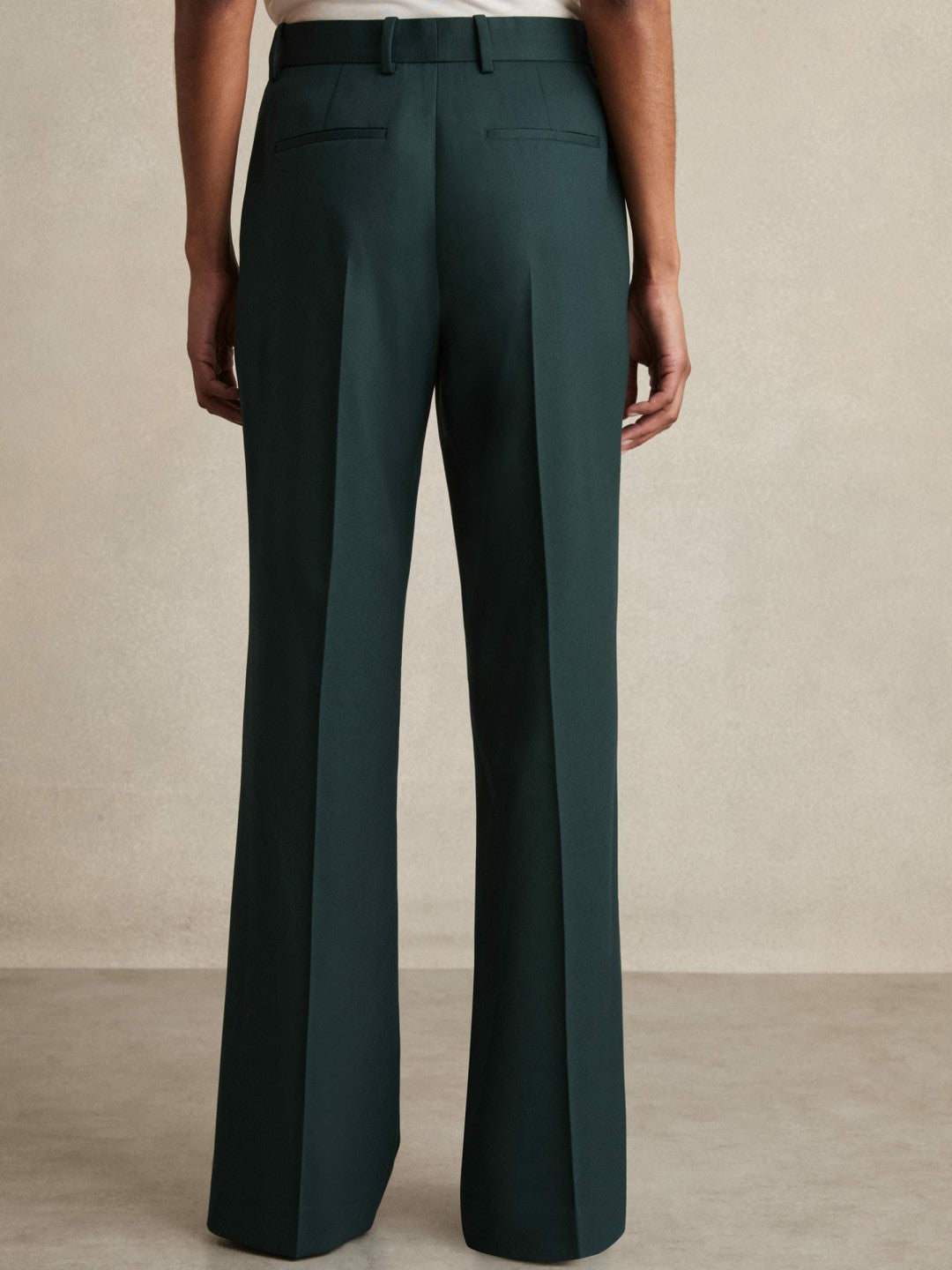 Wool-Blend Wide-Leg Suit Trousers in Green | Reiss Women Signature