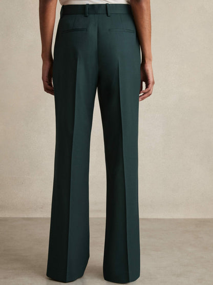 Wool-Blend Wide-Leg Suit Trousers in Green | Reiss Women Signature