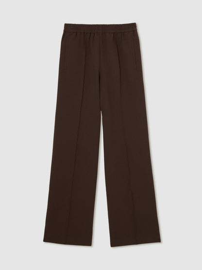 Side-Stripe Wide-Leg Trousers in Chocolate Brown | Reiss Women Best Seller