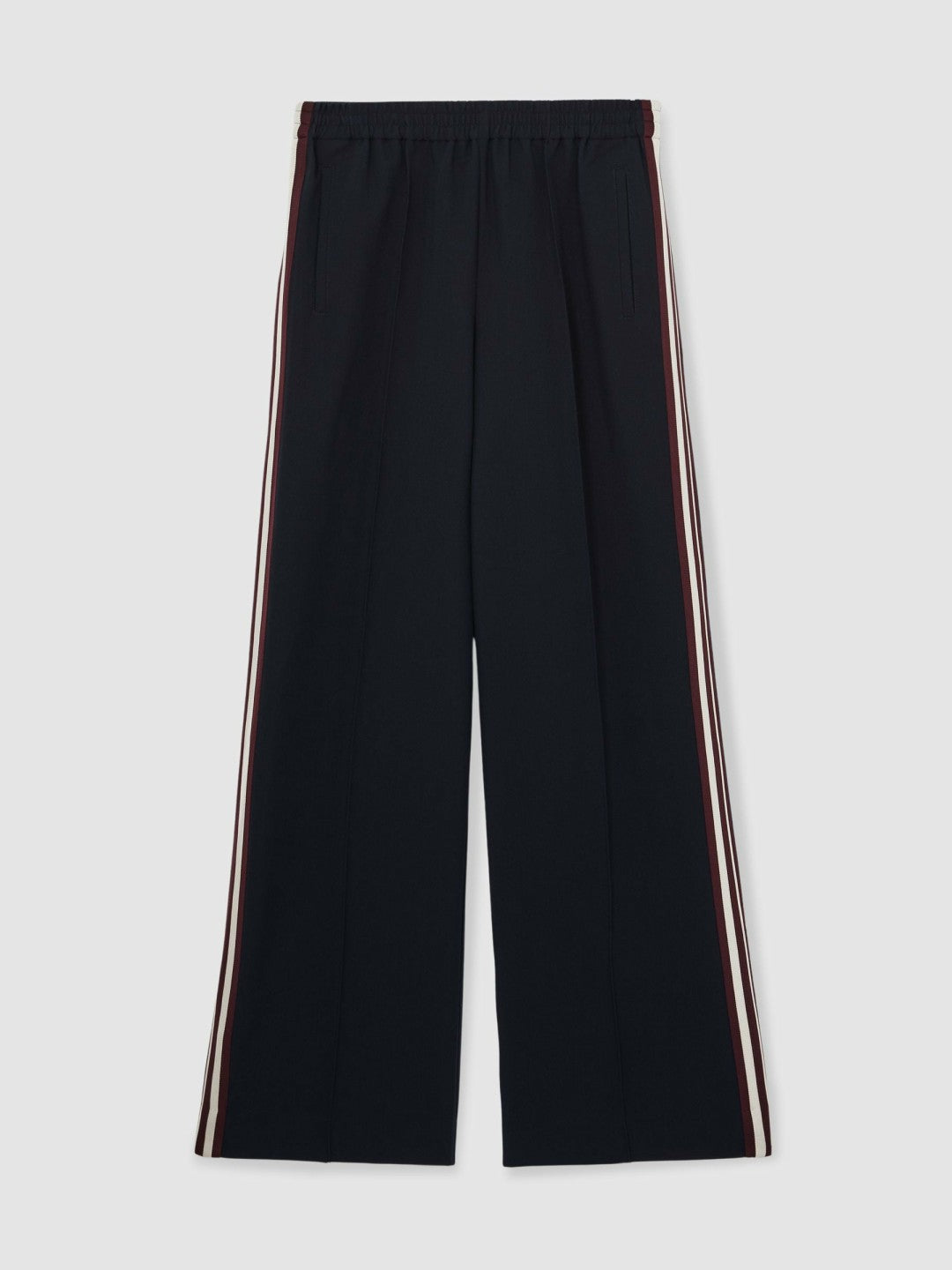 Petite Side-Stripe Wide-Leg Trousers in Navy | Reiss Women Trending