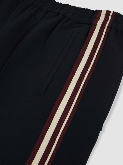 Petite Side-Stripe Wide-Leg Trousers in Navy | Reiss Women Trending
