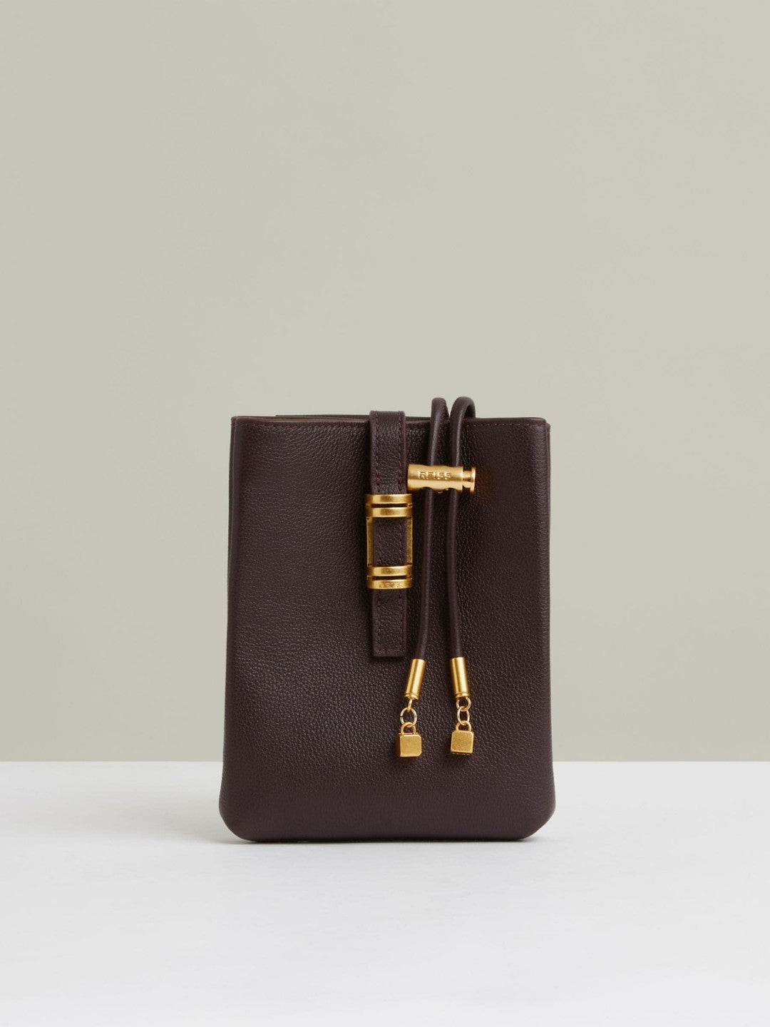 Leather Phone Holder in Oxblood | Reiss Women Best Seller