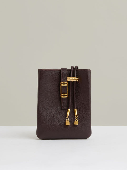 Leather Phone Holder in Oxblood | Reiss Women Best Seller