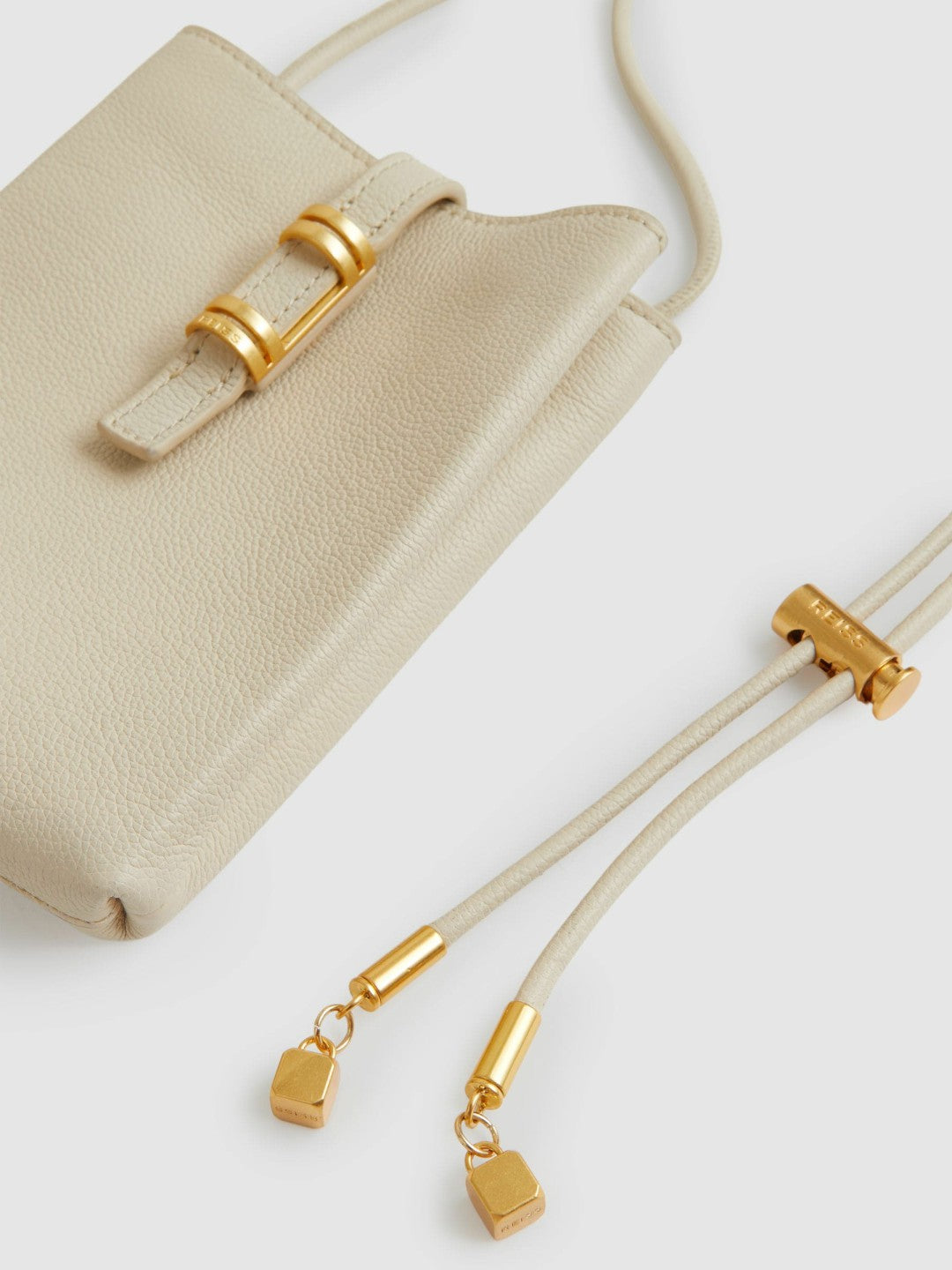 Leather Phone Holder in Off White | Reiss Women Featured