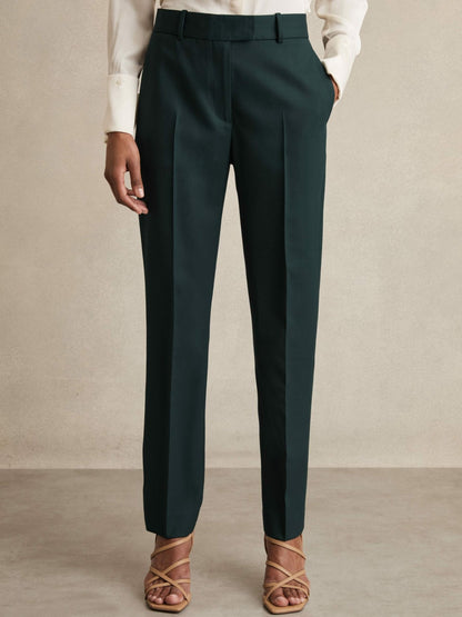 Wool-Blend Slim-Fit Suit Trousers in Green | Reiss Women Recommended