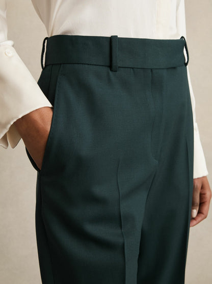 Wool-Blend Slim-Fit Suit Trousers in Green | Reiss Women Recommended