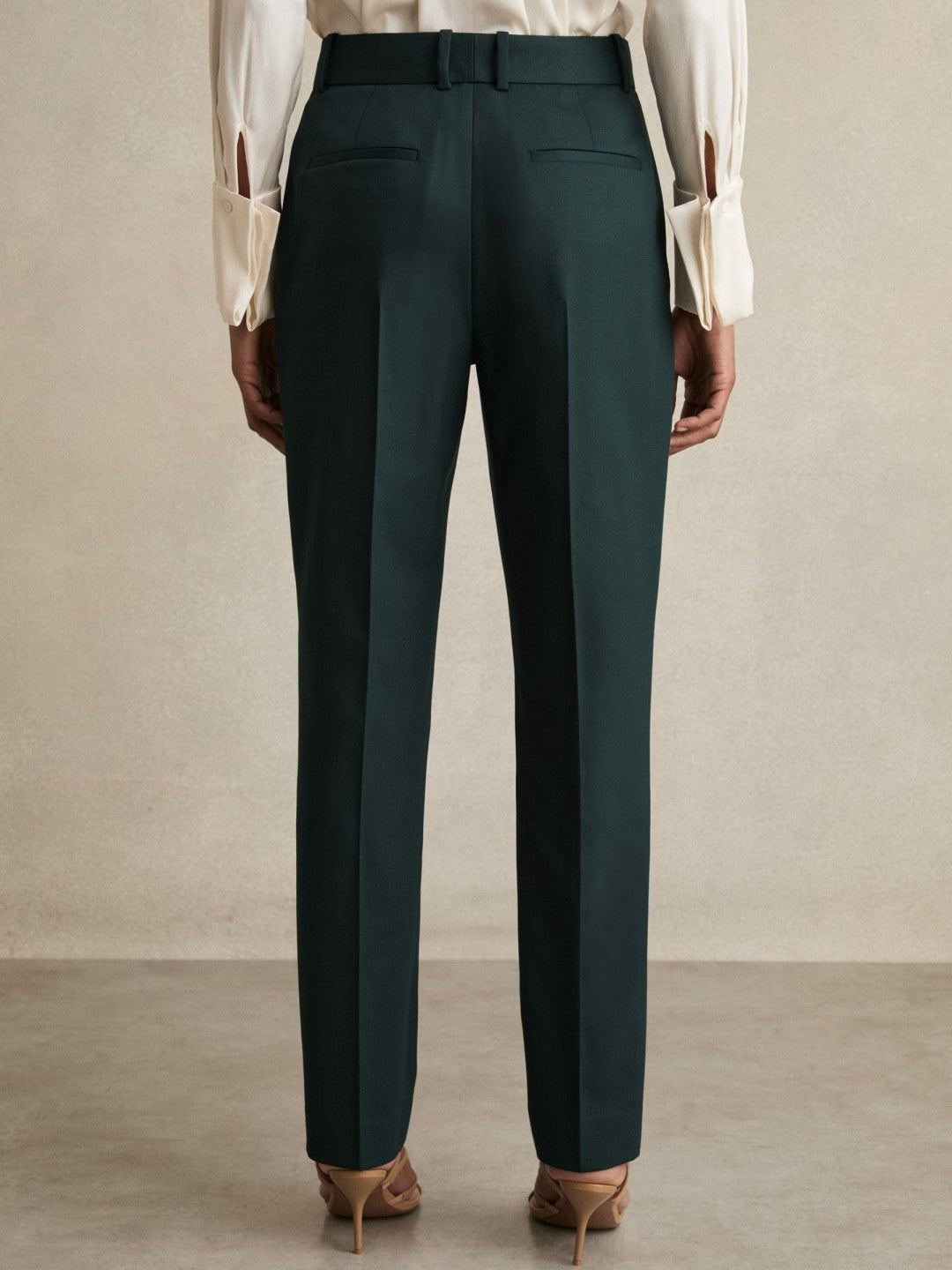 Wool-Blend Slim-Fit Suit Trousers in Green | Reiss Women Recommended