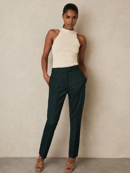Wool-Blend Slim-Fit Suit Trousers in Green | Reiss Women Recommended