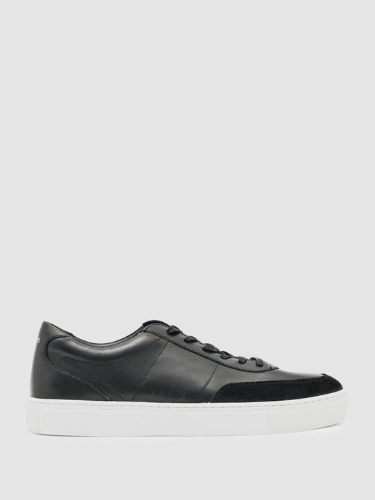 Bonded-Leather Low-Top Trainers in Black | Reiss Men Best Seller