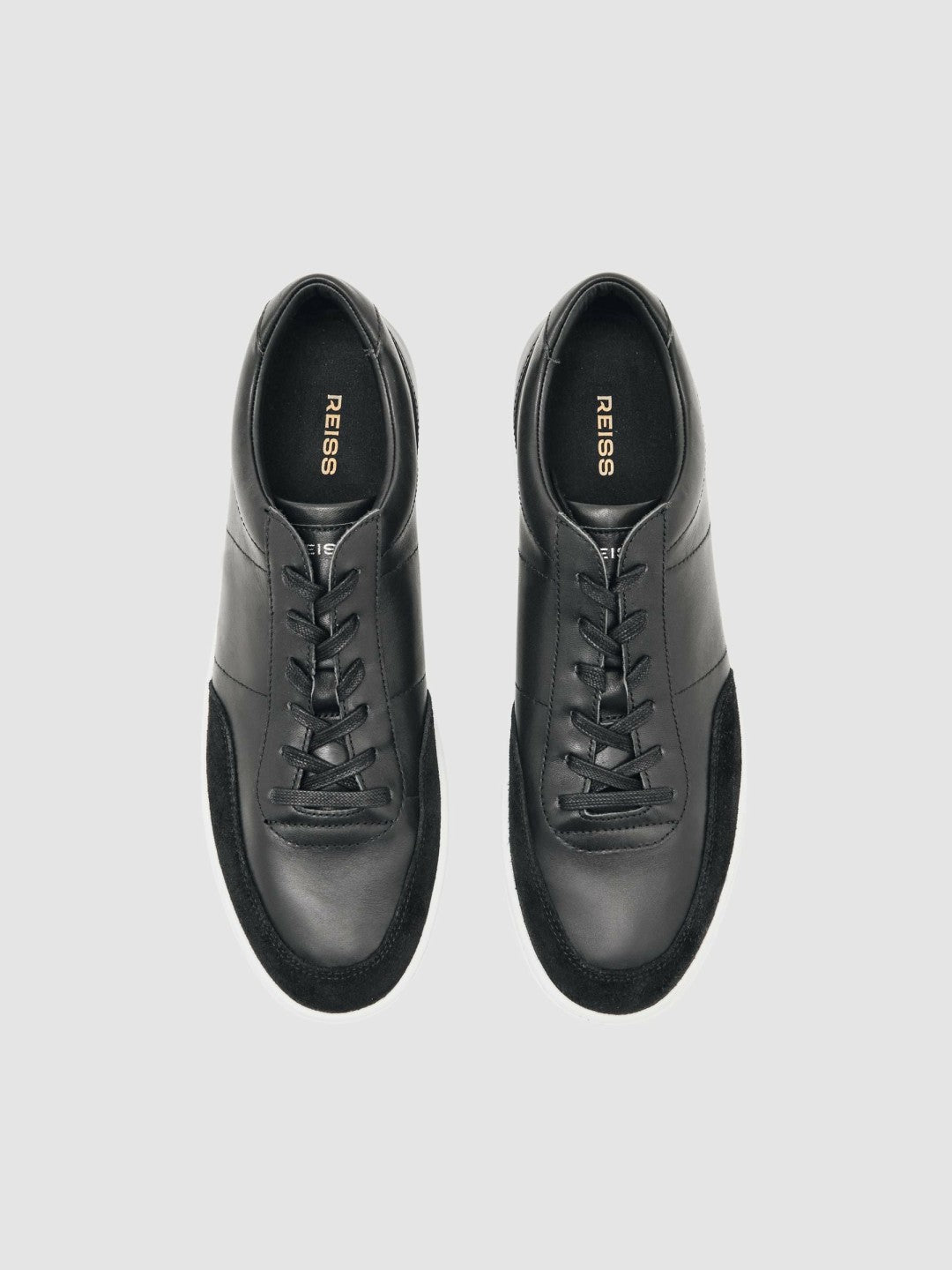 Bonded-Leather Low-Top Trainers in Black | Reiss Men Best Seller