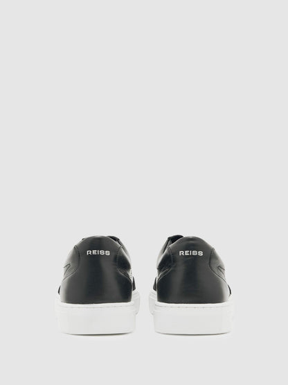Bonded-Leather Low-Top Trainers in Black | Reiss Men Best Seller