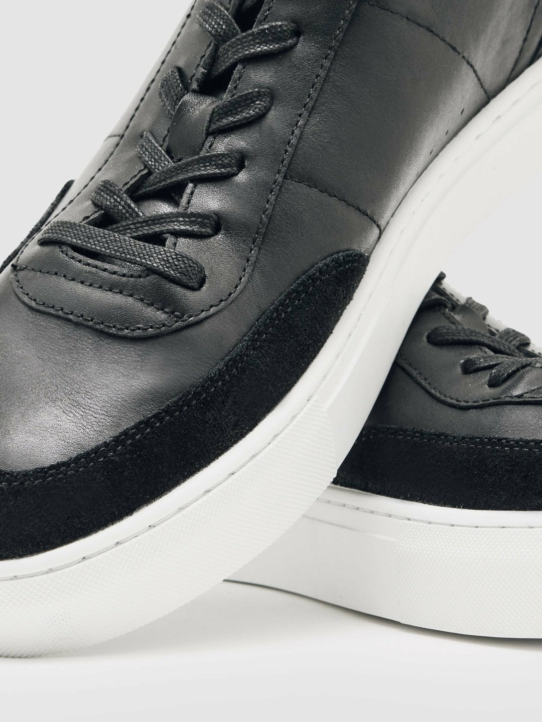 Bonded-Leather Low-Top Trainers in Black | Reiss Men Best Seller