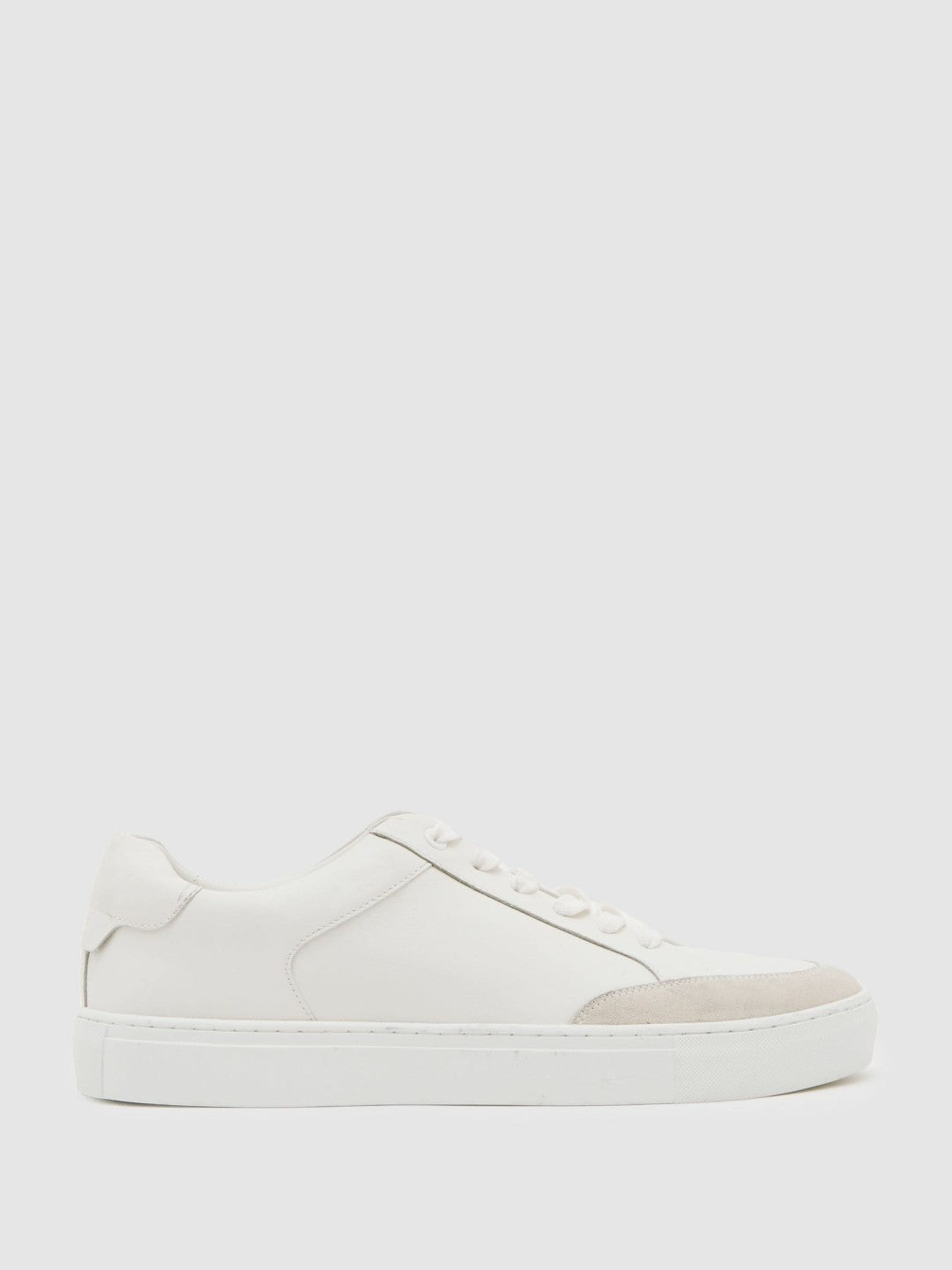 Bonded-Leather Low-Top Trainers in White | Reiss Men Exclusive