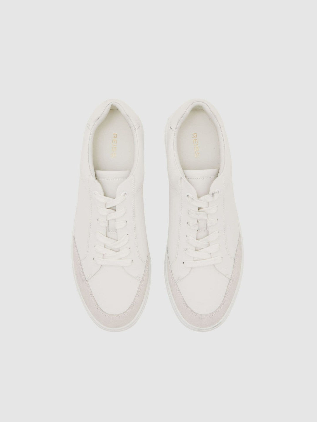 Bonded-Leather Low-Top Trainers in White | Reiss Men Exclusive