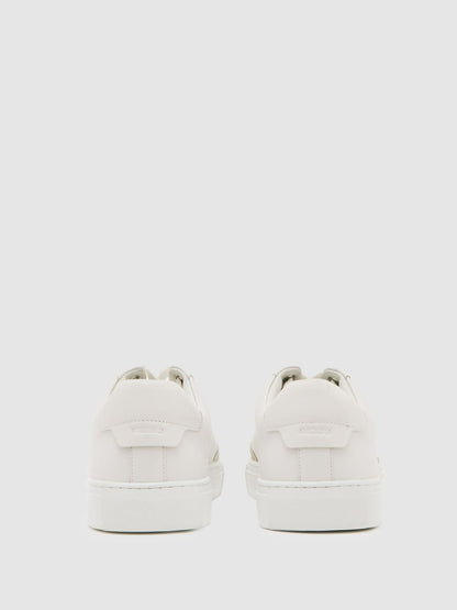 Bonded-Leather Low-Top Trainers in White | Reiss Men Exclusive