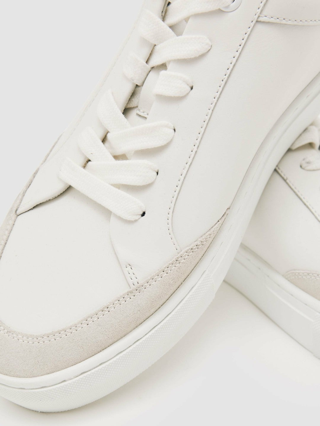 Bonded-Leather Low-Top Trainers in White | Reiss Men Exclusive