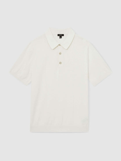 Cotton-Silk Polo Shirt in Off White | Reiss Men Recommended
