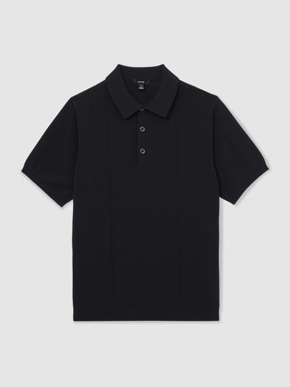 Cotton-Silk Polo Shirt in Navy | Reiss Men Featured