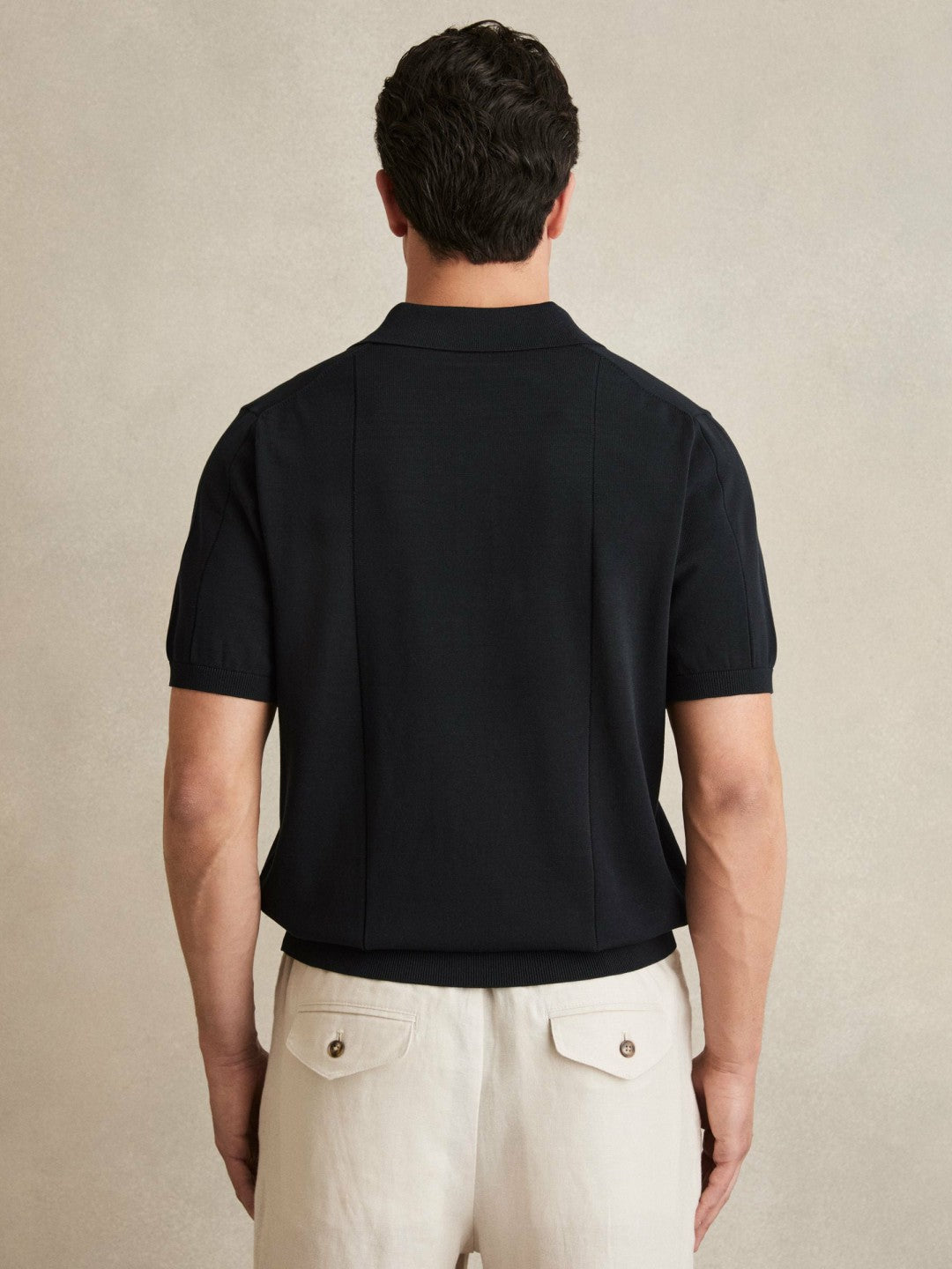 Cotton-Silk Polo Shirt in Navy | Reiss Men Featured