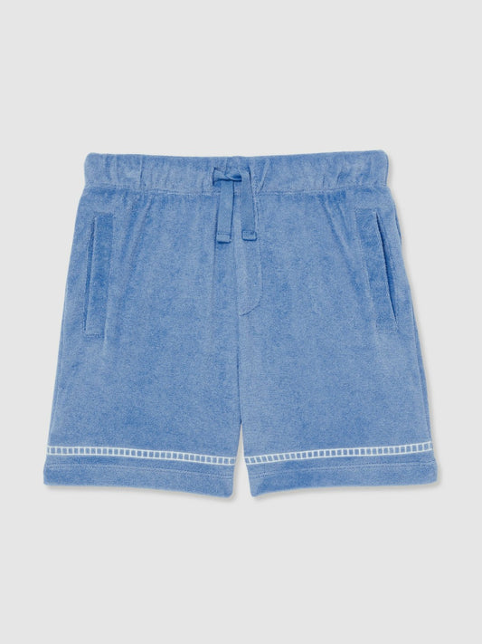 13-14 yrs Towelling Brand-Embroidered Shorts in Airforce Blue | Reiss Children & Baby Premium