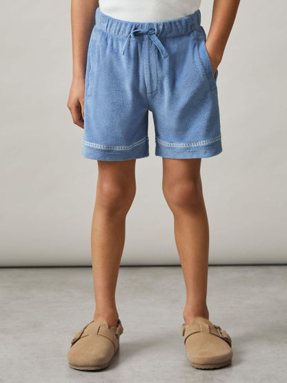 13-14 yrs Towelling Brand-Embroidered Shorts in Airforce Blue | Reiss Children & Baby Premium