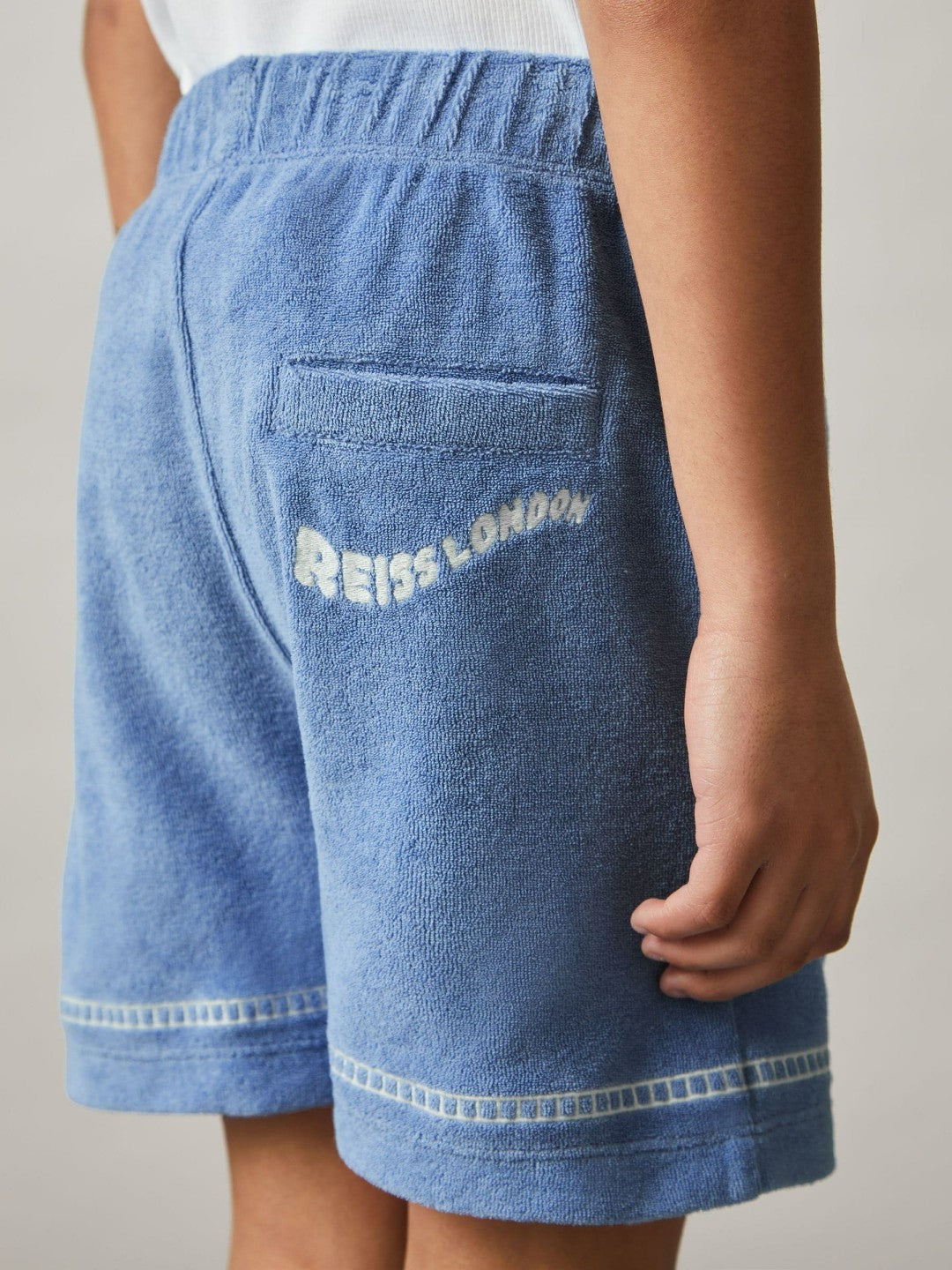 13-14 yrs Towelling Brand-Embroidered Shorts in Airforce Blue | Reiss Children & Baby Premium