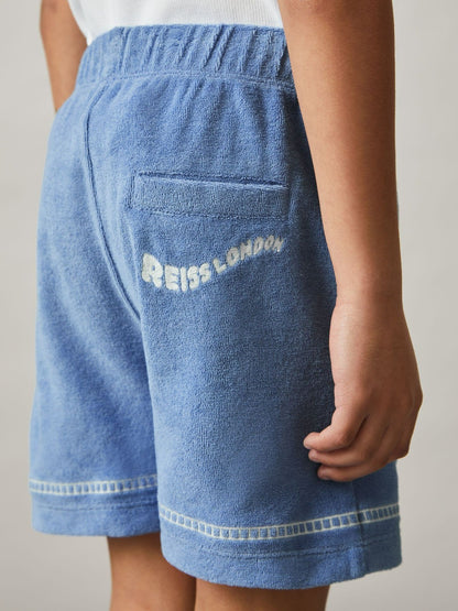 13-14 yrs Towelling Brand-Embroidered Shorts in Airforce Blue | Reiss Children & Baby Premium