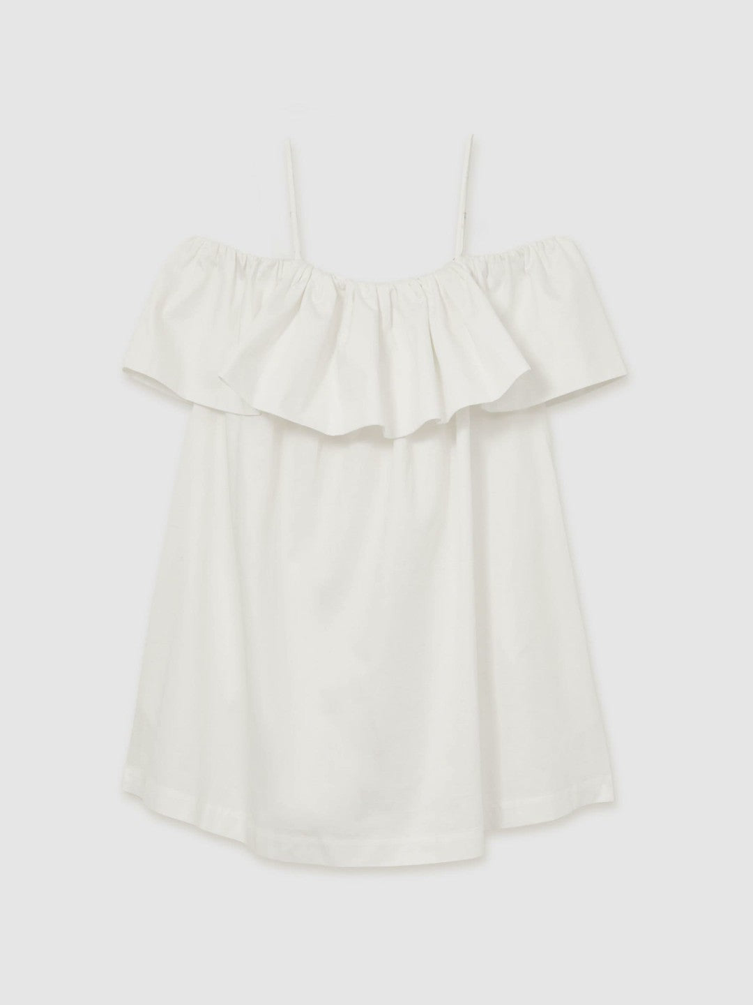 Cotton Off Shoulder Mini Dress in Ivory Cream | Reiss Women Premium