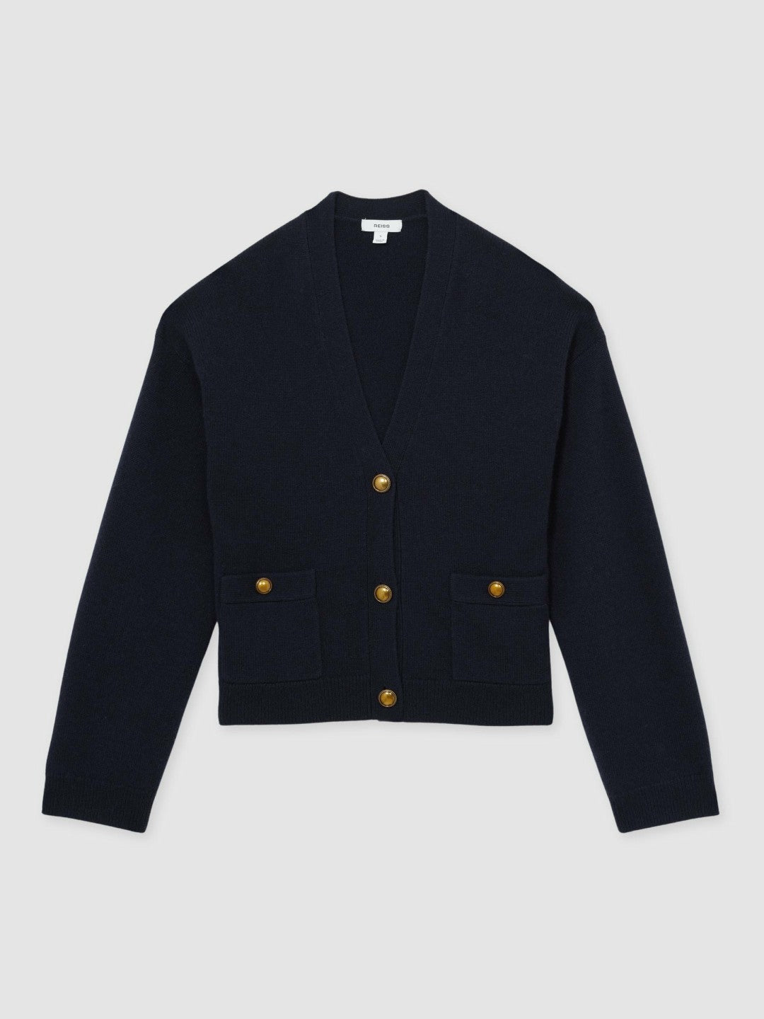 Wool-Cashmere Button Cardigan in Navy | Reiss Women Exclusive