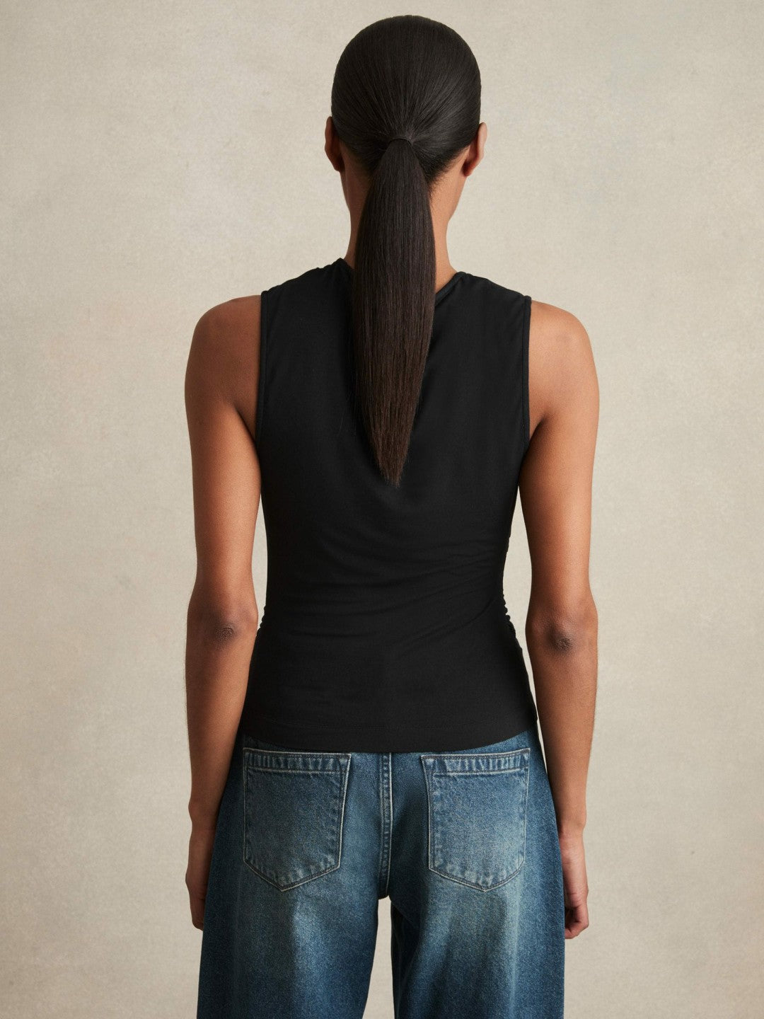 Stretch-Modal Ruched Vest in Black | Reiss Women Trending