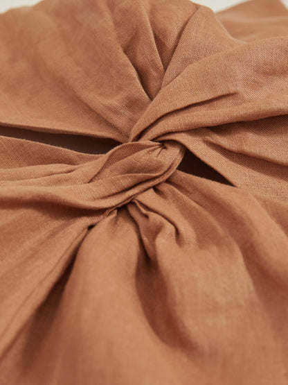 Linen Halterneck Cut Out Playsuit in Brown | Reiss Women Exclusive