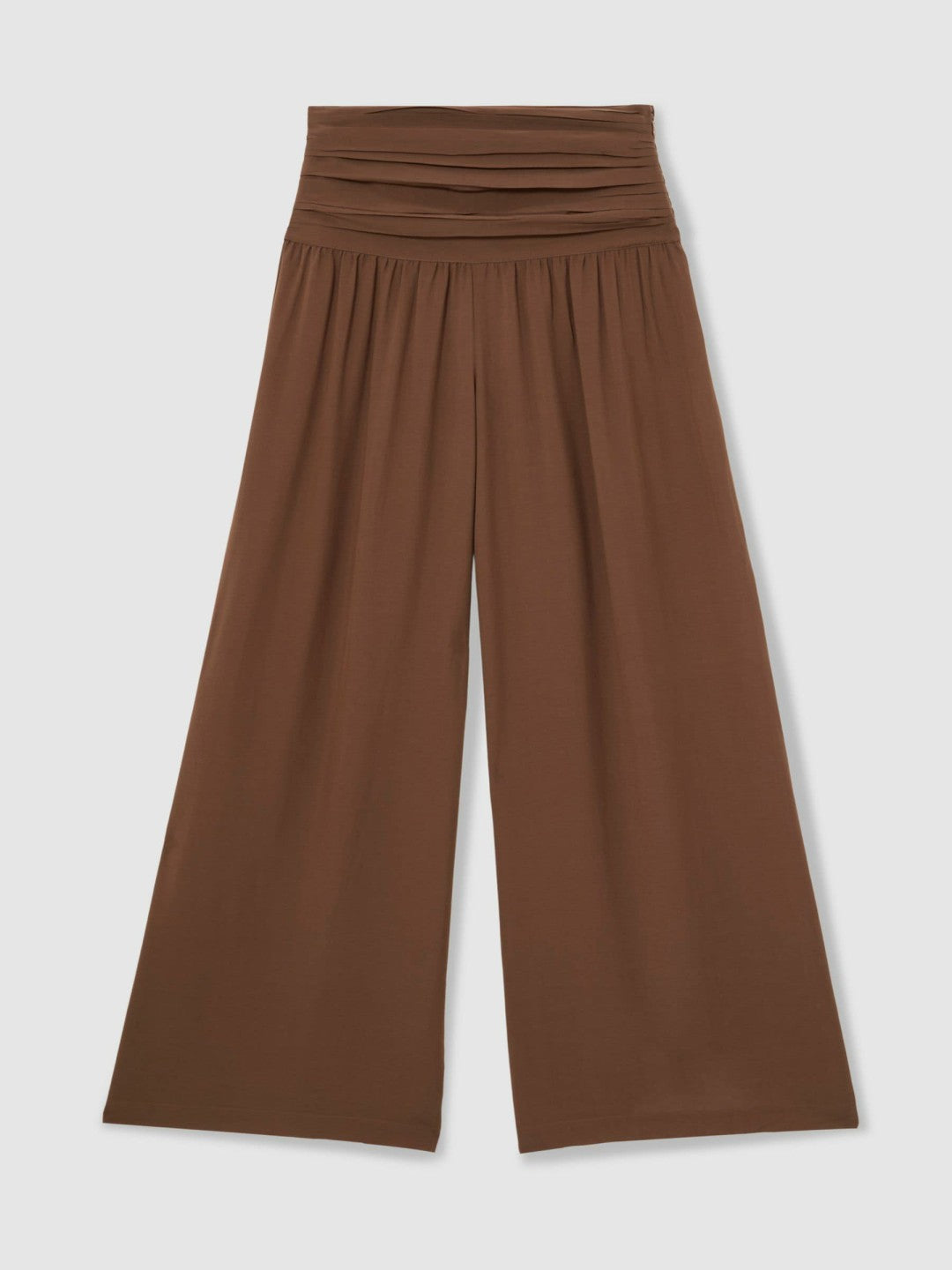 Lyocell Blend Wide Leg Trousers in Brown | Reiss Women Best Seller