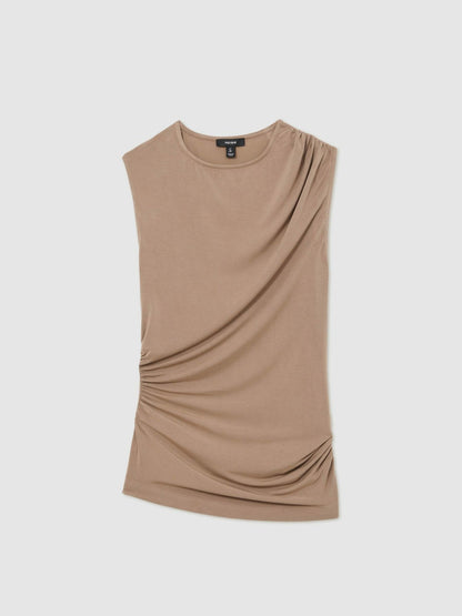 Stretch-Modal Ruched Vest in Mocha Brown | Reiss Women Trending