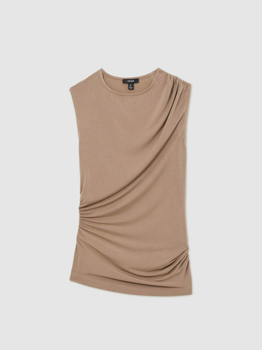 Stretch-Modal Ruched Vest in Mocha Brown | Reiss Women Trending